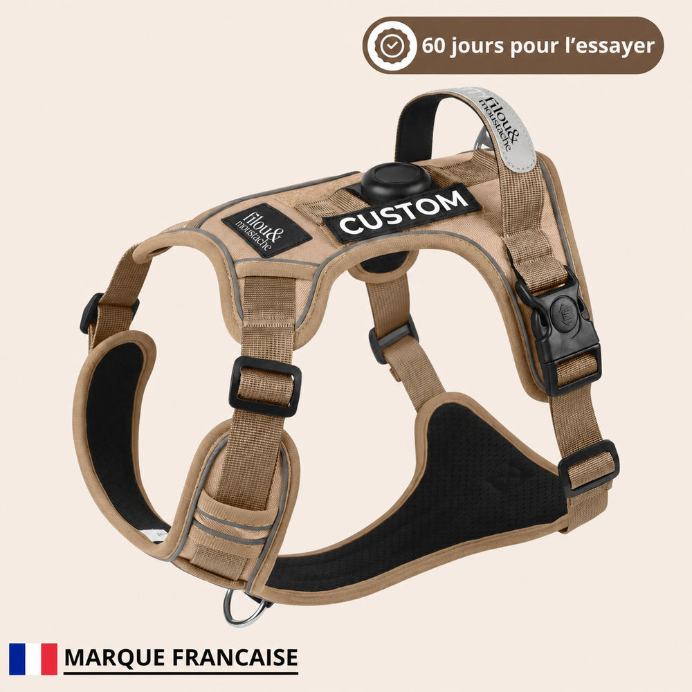 Harnais anti-traction Filou & Moustache – Marron