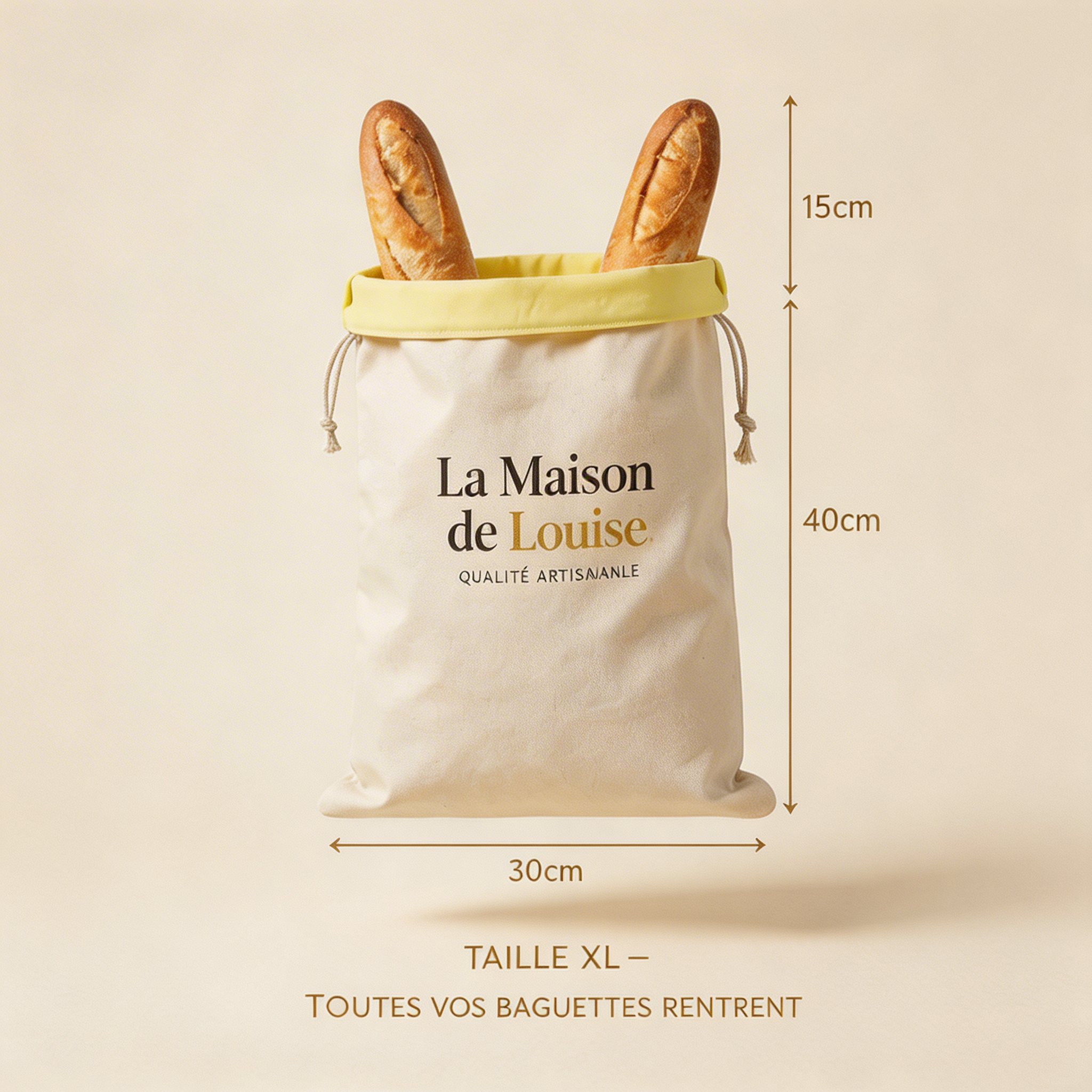 Sac à Pain en Cire d'Abeille La Maison de Louise — Format 30 x 40 cm