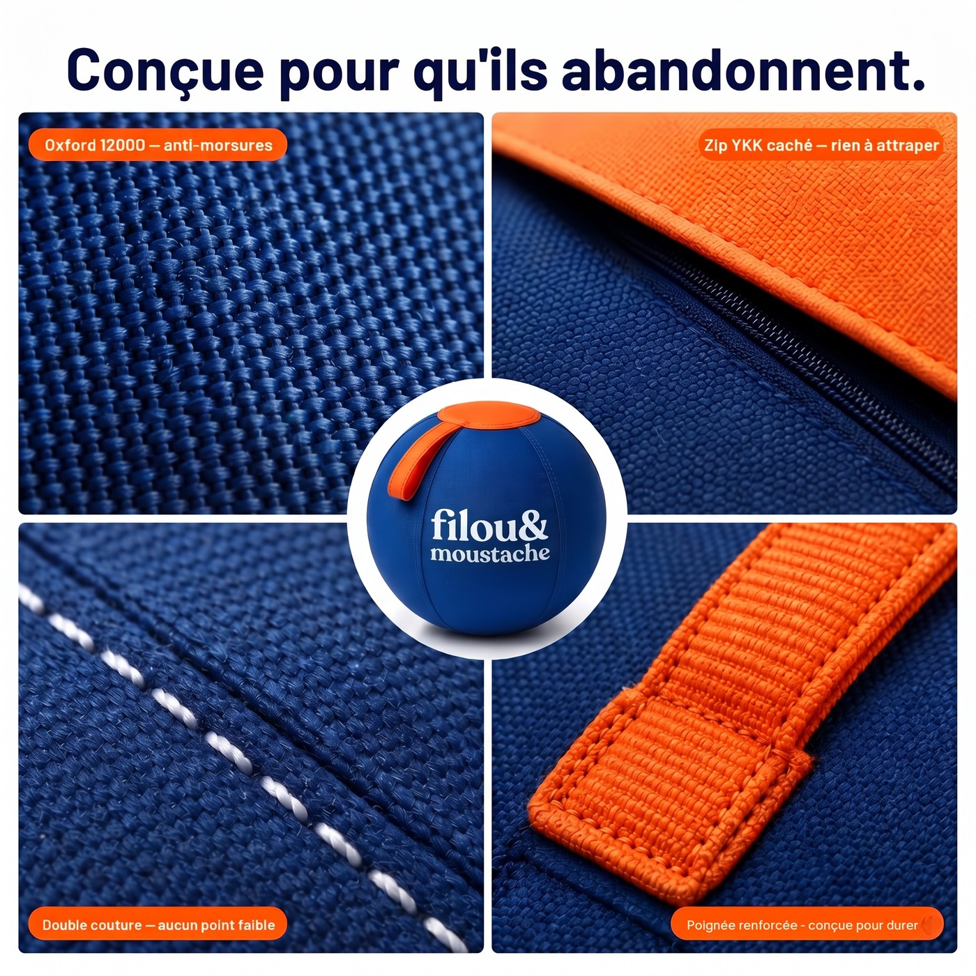 Housse anti-morsures, coutures et zip renforces